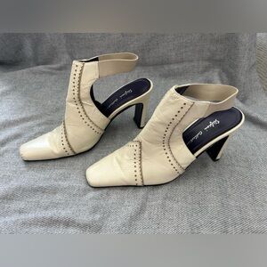 🍦Stefani Collection VTG Ivory Leather Western Square Toe Slingback Women’s Sz. 6